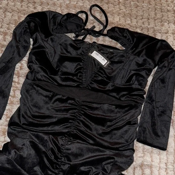 Black Ruched Pencil Midi Dress for Cocktail NWT - Picture 5 of 8